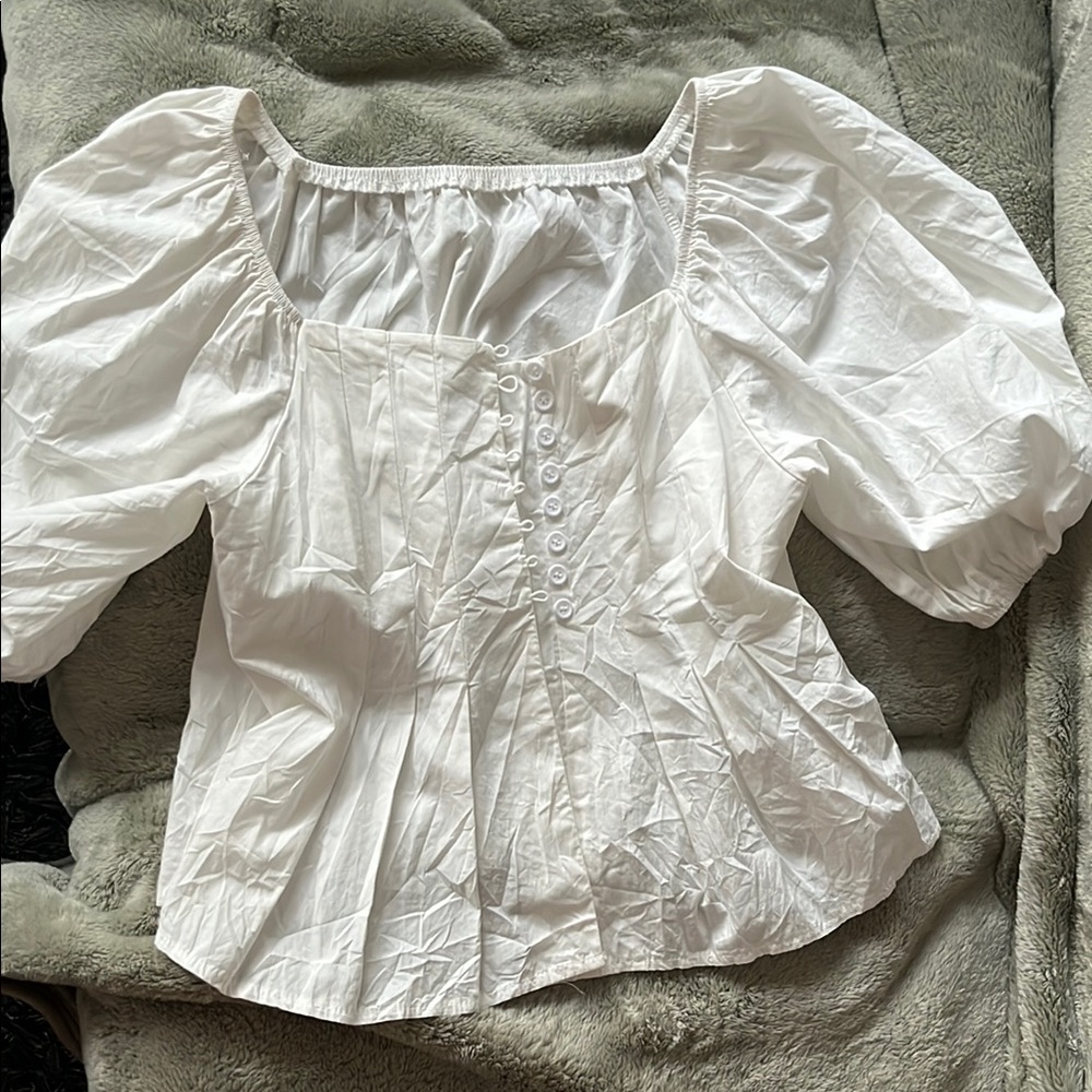 Oak + Fort White Puff Sleeve Blouse